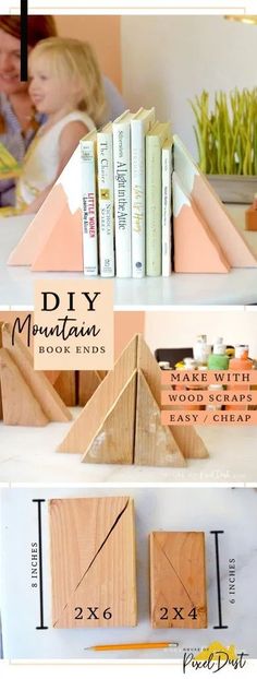 the diy mountain book ends are made out of wood