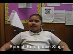 a woman sitting in a chair next to a bulletin board with papers on it and the caption speech emergency stage