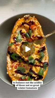 a bowl filled with food on top of a table