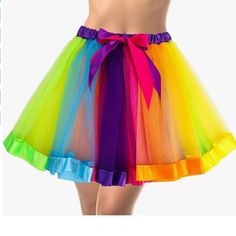 Women's Rainbow Tulle Tutu Skirts Adult 80s Tutu Skirt Party Dance Skirt Spring Costume Party Ruffled Skirt, Spring Dance Petticoat, Spring Party Skirted Petticoat, Spring Costume Party Ruffled Petticoat, Spring Dance Mini Skirt, Pink Rave Party Bottoms, Pink Rave Bottoms For Party, Spring Costume Party Mini Skirt, Rave Skirt For Costume Party