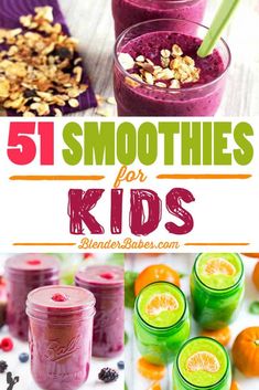 the cover of 51 smoothies for kids