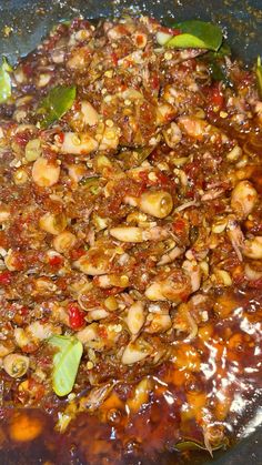 the food is prepared and ready to be cooked in the wok on the stove