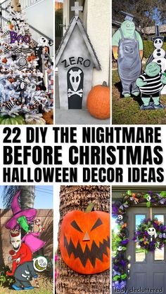 22 DIY The Nightmare Before Christmas Halloween Decor Ideas Sally Nightmare Before Christmas Decorations, Jack Skellington Front Porch Decor, Jack Skellington Diy Decor, Nightmare Before Christmas Halloween Decorations Outdoor Diy, Halloween Nightmare Before Christmas Diy, Jack The Pumpkin King Decorations Diy, Night Before Christmas Decorations Diy, Diy Nightmare Before Christmas Christmas Decor, Nightmare Before Xmas Halloween Decor