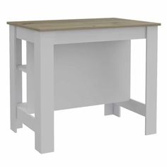 a white desk with a wooden top