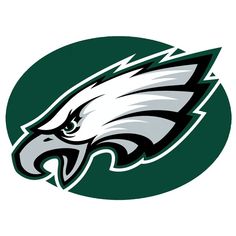 the philadelphia eagles logo is shown in this green and white circle with an eagle's head