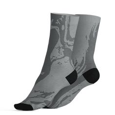 PRODUCT DESCRIPTION:  - Made to match ' AJ 4 Pari '  - Step up your comfort game with our premium socks, crafted from a blend of 73% polyester, 18% nylon, 3% cotton, and 6% spandex.  - Designed to fit women's sizes 5 US to men's sizes 12 US, these 200 needle knit socks offer a snug, comfortable feel.  - Featuring cushioned bottoms for extra support, they're perfect for all-day wear. Comfortable Fade-resistant Gray Socks, Knit Socks, Knitting Needles, Knitting Socks, Step Up, Cement, Product Description, Socks, Womens Sizes