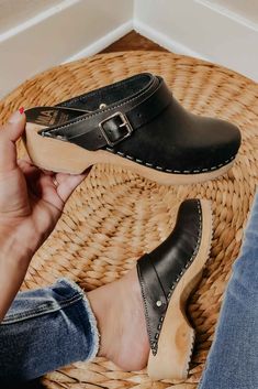 Terra Cotta MIA Alma Clogs- Black Everyday Shoe, Boho Shoes, Black Clogs, Bohemian Women, Everyday Shoes, Modern Bohemian, Black 7, Back Strap, Slip Ons