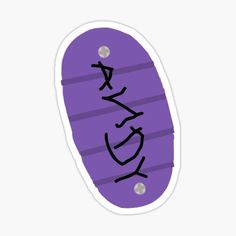 a purple sticker with the word written in chinese on it and an image of a person