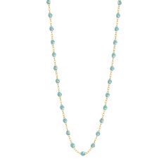 Gigi Clozeau - Classic Gigi Aqua necklace, Yellow Gold, 17.7 Biser Necklace, Gigi Necklace, Aqua Necklace, Transparent Resin, Classic Necklace, Resin Necklace, Pendant Rings, Ring Collections, White Rose Gold