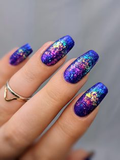 80 Nails Design, Edm Concert Nails, Jewel Tones Nails, Kesha Nails, Really Pretty Nails, Holo Taco Nail Art, Colorful Glitter Nails, Chrome Valentine Nails