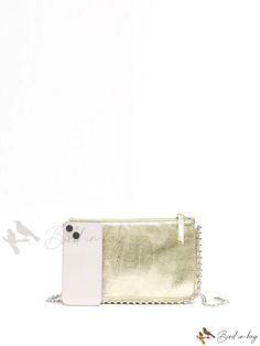 Bird in Bag - Pattern Beaded Design Square Bag Trendy Gold Rectangular Phone Bag, Gold Rectangular Phone Bag With Removable Pouch, Chic Rectangular Clutch With Cell Phone Pocket, Gold Rectangular Phone Bag Gift, Gold Crossbody Phone Bag As Gift, Gold Crossbody Phone Bag For Gift, Trendy Gold Shoulder Bag With Cell Phone Pocket, Gold Pouch Phone Bag For Daily Use, Gold Rectangular Phone Bag With Cell Phone Pocket