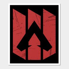 a red and black poster with an arrow on it