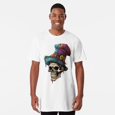 Get my art printed on awesome products. Support me at Redbubble #RBandME: https://www.redbubble.com/i/t-shirt/Skull-Hat-Clown-Jester-by-GarmentGallery/144455860.RY32L?asc=u Long T Shirt, Long Tshirt, Long A Line, Tshirt Colors