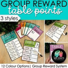 group reward table points for 3 styles