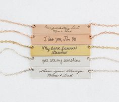 30% OFF Signature Bar Necklace Your Actual Handwriting Bar Engraved Jewelry For Birthday Gift, Mother's Day Gift Bar Necklace, Engraved Handwriting, Fingerprint Necklace, Handwriting Necklace, Engraved Bar Necklace, Handwriting Jewelry, Fingerprint Jewelry, Mother Christmas Gifts