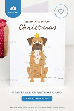 a christmas card with a dog on it