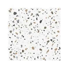 a white floor with black and brown speckles