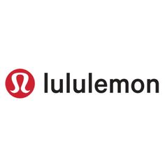 the lulemon logo is shown in black and white, with red letters on it