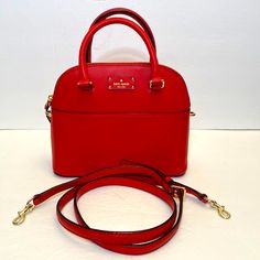 Like New Without Tags Never Used In Perfect Condition; No Flaws To Note Adjustable Removable Strap One Inside Pocket Only Approximately 8” Tall, 9” Wide, 4” Base Red Satchel With Zipper Closure For Evening, Kate Spade Red Crossbody Shoulder Bag, Red Crossbody Satchel With Detachable Strap, Kate Spade Red Satchel Bag, Kate Spade Red Shoulder Bag For Formal Occasions, Red Kate Spade Shoulder Bag For Formal Occasions, Kate Spade Luxury Red Bag, Kate Spade Red Formal Shoulder Bag, Kate Spade Red Evening Bag