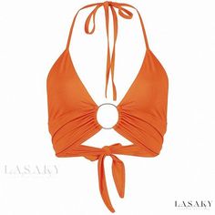 Lasaky - Chic and Alluring Backless Wrap Chest Vest with Halter Neck and Belted Circular Design Ragged Jeans, Bandage Crop Top, Backless Crop Top, Halter Tank Top, Streetwear Summer, Bralette Crop Top, Top Streetwear, Crop Tank Top, Halter Crop Top