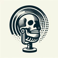 a skull with a microphone in it's mouth