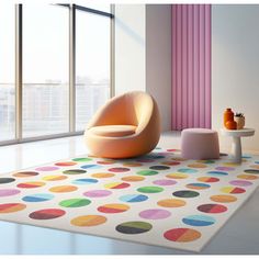 Bring a rainbow of color and fun into kids' spaces with our exciting collaboration featuring the iconic Kemi brand! Our bright, playful rugs boast prismatic colors and inspiring motifs for an uplifting boost in bedrooms, playrooms, and classrooms. So enliven their space and unleash their inner creativity today - stay colorful! Soft fibers on top and gentle, durable recycled backing ensure each rug adds style and comfort to any space. For additional cushioning, we recommend placing a non-slip rug Rainbow Apartment, Kid Rugs, Bright Area Rug, Fun Rugs, Polka Dot Rug, Colorful Playroom, Sensory Rooms, Stair Tread Rugs, Well Woven