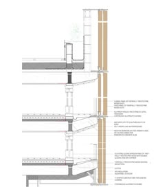 an architectural drawing shows the details of a building's exterior and its surrounding walls