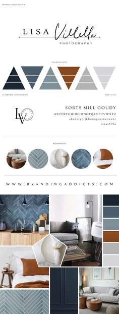 Cool Calming Branding for Wedding Photographer, Blue Hues and terra cotta aesthetic. Home Branding, Church Signage, Wedding Photographer Branding, Interior Design Branding, Navy And Copper, Copper Interior, Sage Blue, Orange Color Palettes, Color Boards