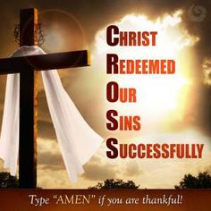 an image of a cross with the words jesus redemed our sin's successfully