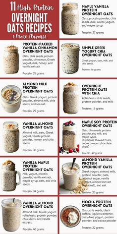 the ultimate overnight oatmeal recipe is shown in this poster, with instructions to make