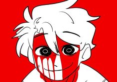 a drawing of a boy with blood on his face