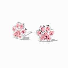 Claire's Sterling Silver Crystal Pink Paws Stud Earrings Claires Earrings, Barbie Party Decorations, Earrings For Kids, Pink Paws, Expensive Jewelry Luxury, Fashionable Jewelry, Kids Earrings, Expensive Jewelry, Cat Jewelry