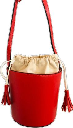 Bucket Bag With Mobile Phone Bag, Bucket Bag With Removable Pouch For Errands, Shopping Bucket Bag, Red Travel Bucket Bag With Phone Pocket, Red Leather Bucket Bag With Large Capacity, Large Capacity Red Leather Bucket Bag, Red Travel Bucket Bag With Mobile Phone Pocket, Red Travel Bucket Bag With Mobile Phone Holder, Trendy Red Crossbody Bucket Bag