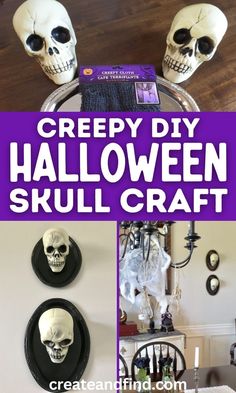 creepy diy halloween skull crafts with text overlay