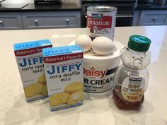 ingredients for making cookies on a counter top