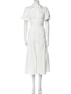 Brochu Walker ShirtdressWhiteRuffle EmbellishmentShort Sleeve with CollarButton Closure at FrontFit:Dresses by Brochu Walker typically fit true to size. White Short Sleeve Shirt Dress For Work, White Short Sleeve Shirt Dress For Daywear, White Short Sleeve Shirt Dress For Spring, Brochu Walker Layered Sweater, Long Dress, Dress Outfits, Clothes For Women, Dresses, Clothes