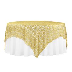 Chemical Lace 90x90 Square Table Overlay - Gold - CV Linens Lace Tablecloth Wedding, 120 Round Tablecloth, Wedding Decor Table, Tablecloth Wedding, Vintage Wedding Table, Event Decor Direct, Sequin Table, Table Overlays, Runner Table