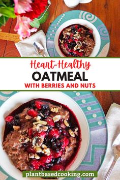 healthy oatmeal with berries and nuts