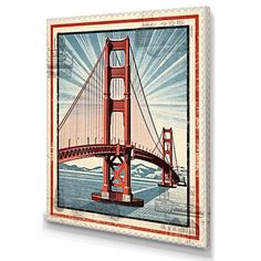 the golden gate bridge in san francisco, california is shown on this vintage postcard