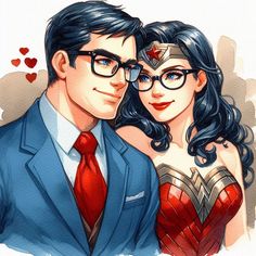 a man and woman dressed up as superman and wonder