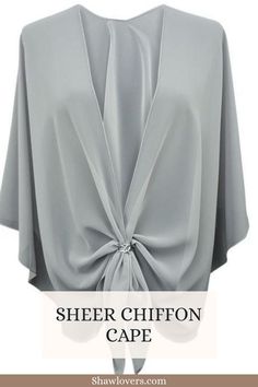 Sheer Chiffon Cape Sheer Shawl, Dress Shawl, Chiffon Cape, Silver Scarf, Evening Wrap, Debutante Ball, Dress With Shawl, Scarf Rings