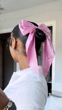 Messy Bun With Chopsticks, Hair Bow Hairstyle Black Women, Bun Bow Hairstyle, Low Back Ponytail, Hairstyles With Bows Black Women, Bow Hairstyle Black Women, Bun With Bow, Affordable Makeup Products, Best Haircuts For Women