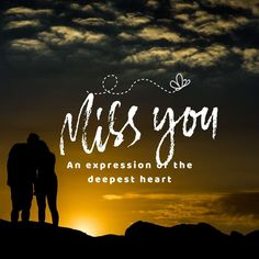 two people standing next to each other with the words miss you on top of them