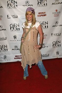 Tacky 2000s Fashion, 2000s Red Carpet Looks Disney, Y2k Outfits Red Carpet, 2000s Fashion Dress Over Jeans, 2000s Outfits Dress, Dresses Over Jeans 2000s, 2010s Nostalgia Aesthetic Fashion, Weird 2000s Fashion, Disney Red Carpet 2000s