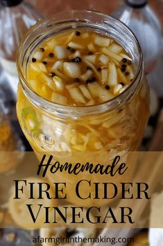 homemade fire cider vinegar in a mason jar