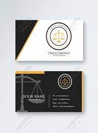 two business cards with an image of the scales of justice on one side and gold trimmings on the other