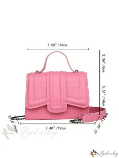 Bird in Bag - Fashionable Mini Pink Leather Square Handbag for Women, Summer Daily Use Rectangular Faux Leather Flap Bag, Trendy Pink Rectangular Flap Bag, Trendy Pink Square Flap Bag, Trendy Faux Leather Flap Bag For Daily Use, Trendy Faux Leather Satchel Fashion Accessory, Trendy Faux Leather Clutch Bag, Chic Rectangular Faux Leather Flap Bag, Trendy Square Clutch For Daily Use, Trendy Pink Evening Bag