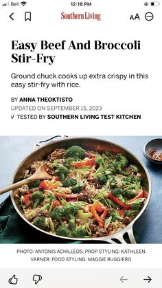 an image of a broccoli stir fry in a skillet on the app