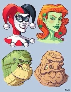 four different cartoon characters with red hair and green eyes