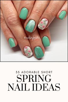 35 Adorable Short Spring Nail Ideas | Spring Nail Colors and shades | Nail Ideas and Designs for Spring | Pastel nails | Summer Nail ideas April Spring Nails, April Gel Nails Ideas 2024, April Nail Designs 2024, Easter Manicure Ideas Simple, Short Summer Nail Ideas Gel, Short Nail Designs For Spring, Sns Spring Nails Designs, Shirt Spring Nails, Springtime Nail Designs